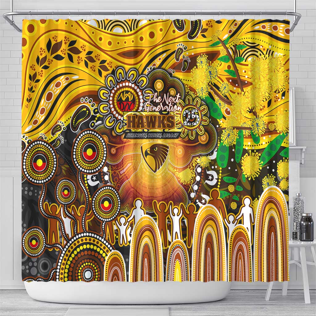 NAIDOC Week 2025 Hawks Football Shower Curtain Aboriginal Dot Painting