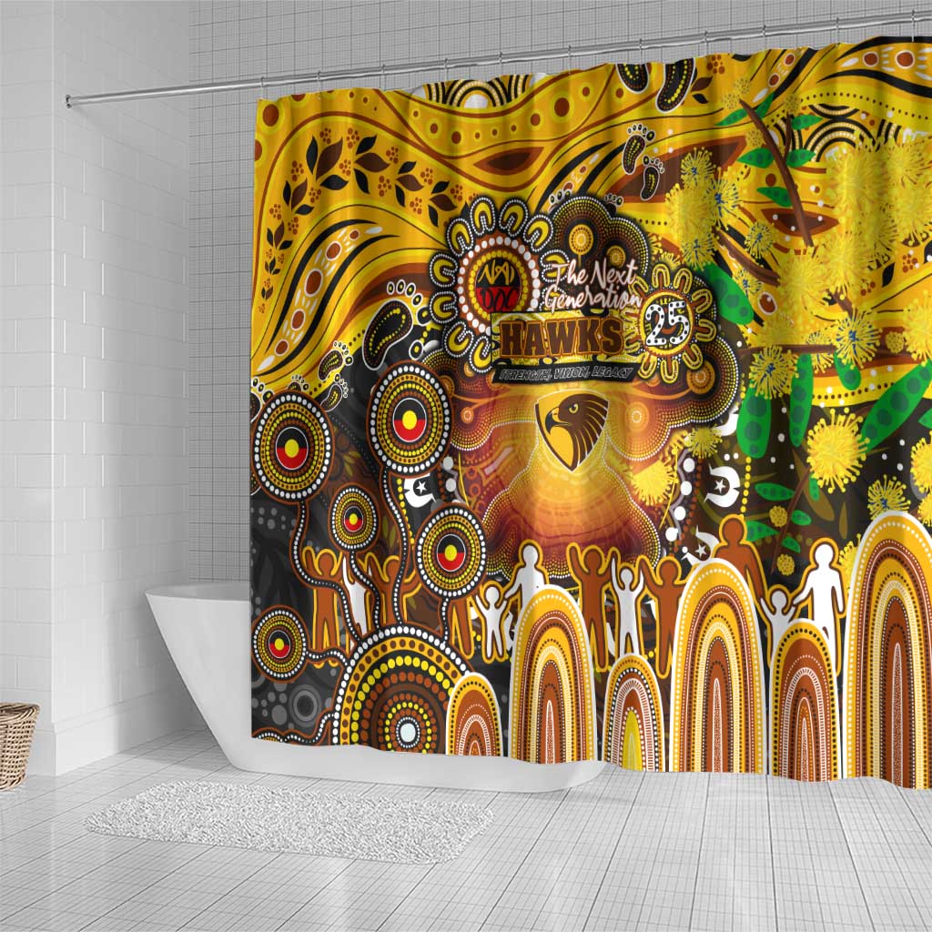 NAIDOC Week 2025 Hawks Football Shower Curtain Aboriginal Dot Painting