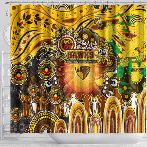 NAIDOC Week 2025 Hawks Football Shower Curtain Aboriginal Dot Painting