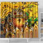 NAIDOC Week 2025 Hawks Football Shower Curtain Aboriginal Dot Painting