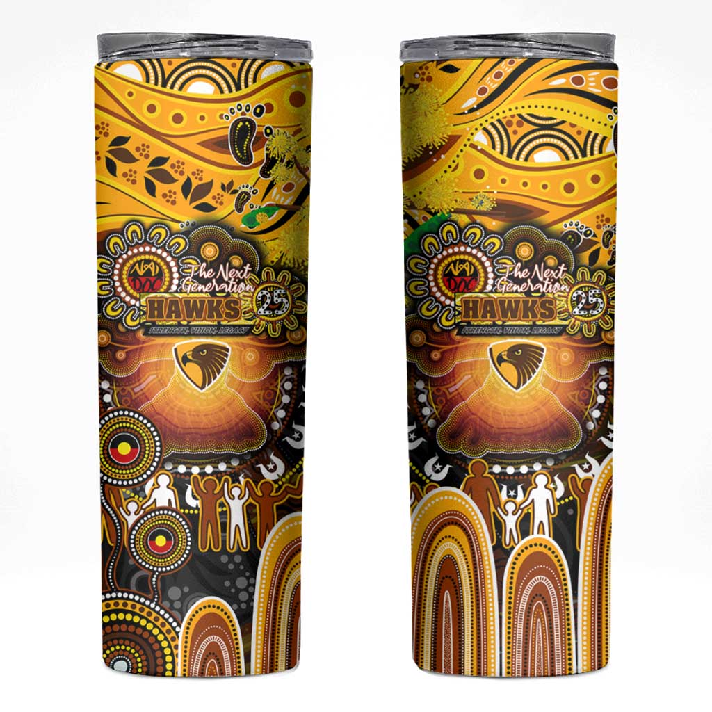 NAIDOC Week 2025 Hawks Football Skinny Tumbler Aboriginal Dot Painting