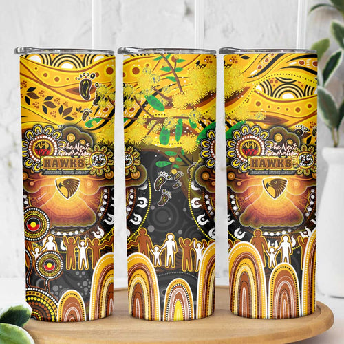 NAIDOC Week 2025 Hawks Football Skinny Tumbler Aboriginal Dot Painting