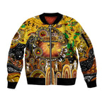 Personalised NAIDOC Week 2025 Hawks Football Sleeve Zip Bomber Jacket Aboriginal Dot Painting