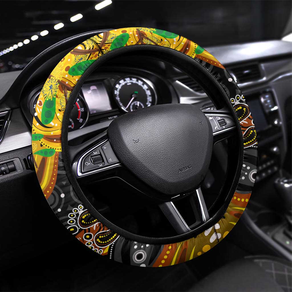 NAIDOC Week 2025 Hawks Football Steering Wheel Cover Aboriginal Dot Painting