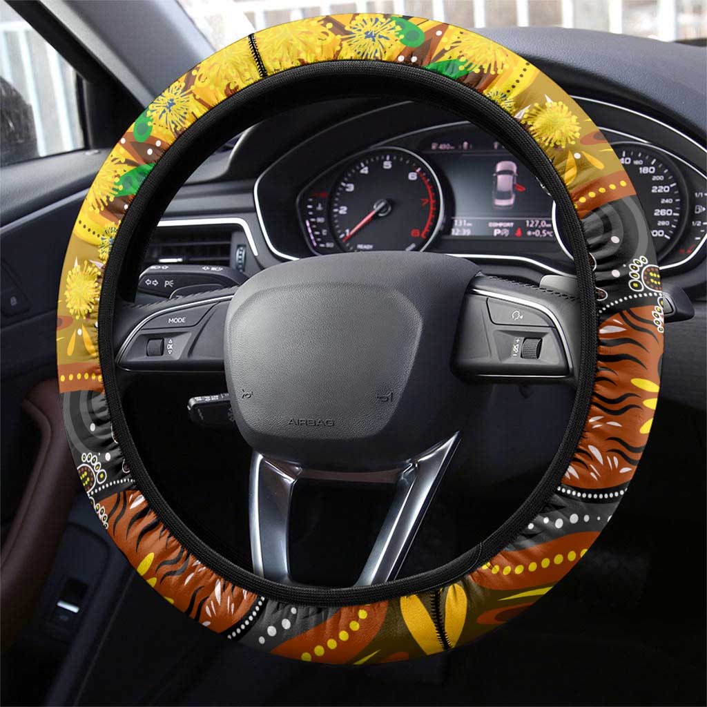 NAIDOC Week 2025 Hawks Football Steering Wheel Cover Aboriginal Dot Painting