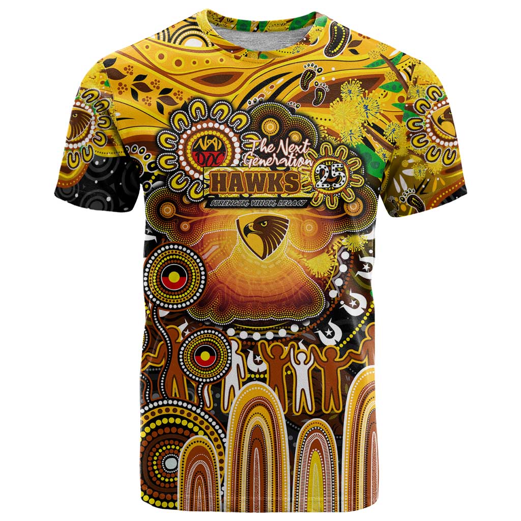 Personalised NAIDOC Week 2025 Hawks Football T Shirt Aboriginal Dot Painting
