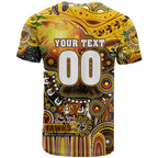 Personalised NAIDOC Week 2025 Hawks Football T Shirt Aboriginal Dot Painting