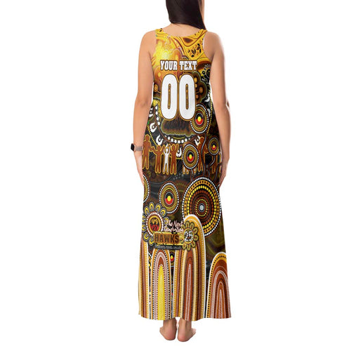 Personalised NAIDOC Week 2025 Hawks Football Tank Maxi Dress Aboriginal Dot Painting