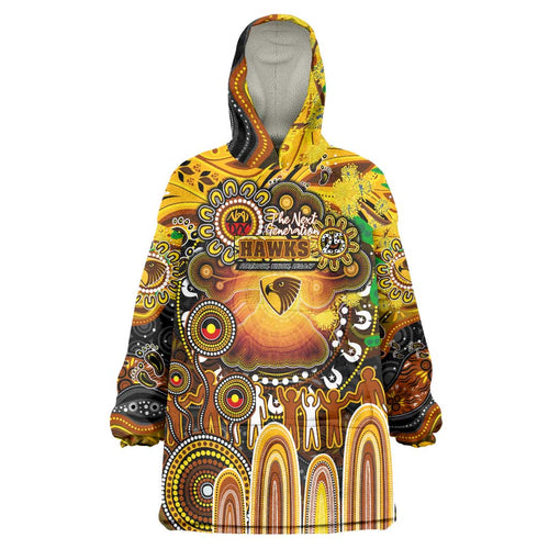 Personalised NAIDOC Week 2025 Hawks Football Wearable Blanket Hoodie Aboriginal Dot Painting
