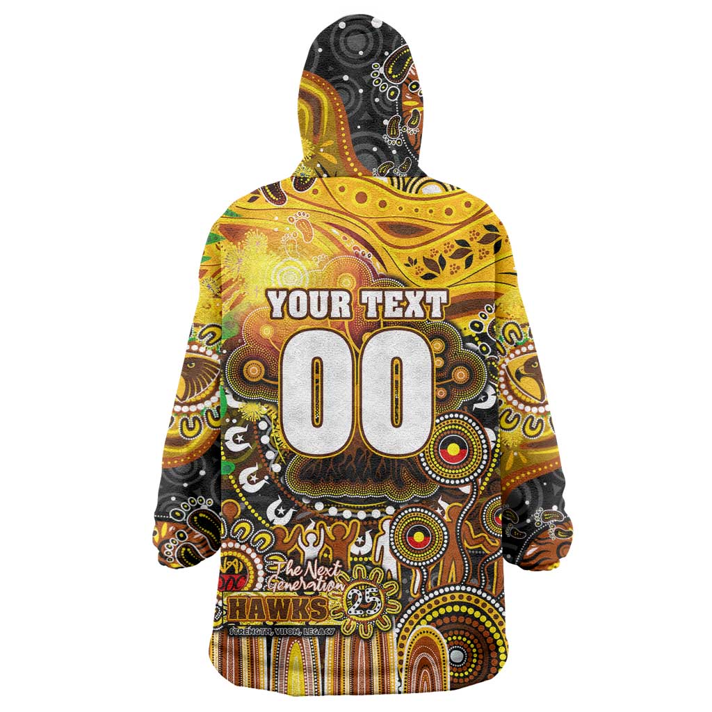 Personalised NAIDOC Week 2025 Hawks Football Wearable Blanket Hoodie Aboriginal Dot Painting