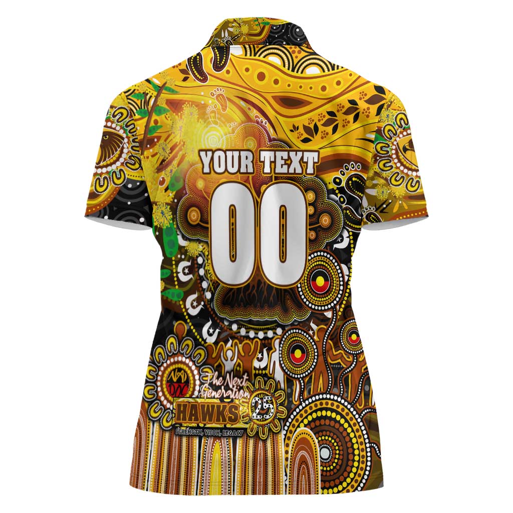 Personalised NAIDOC Week 2025 Hawks Football Women Polo Shirt Aboriginal Dot Painting