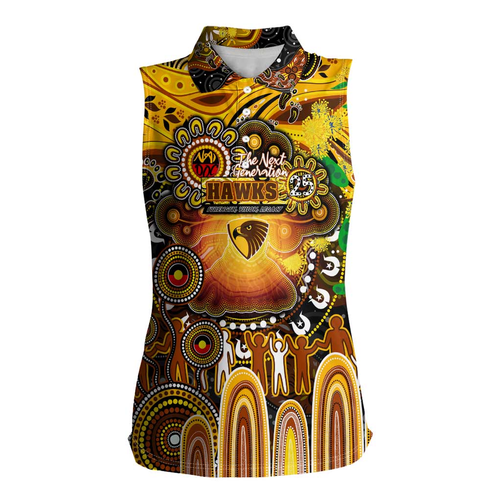 Personalised NAIDOC Week 2025 Hawks Football Women Sleeveless Polo Shirt Aboriginal Dot Painting