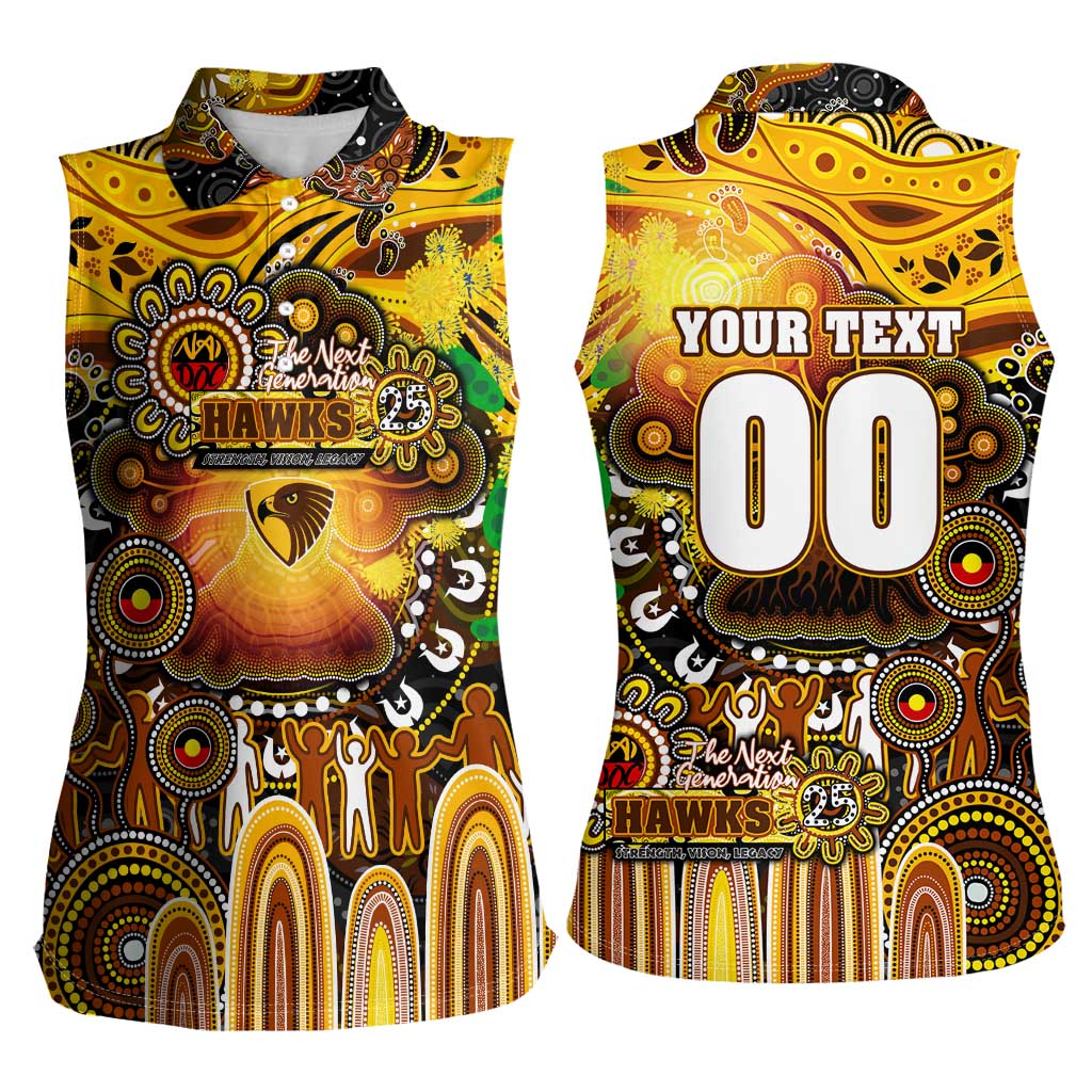 Personalised NAIDOC Week 2025 Hawks Football Women Sleeveless Polo Shirt Aboriginal Dot Painting