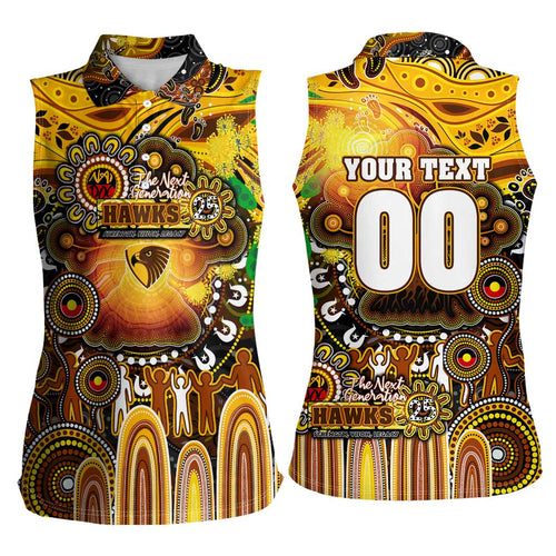 Personalised NAIDOC Week 2025 Hawks Football Women Sleeveless Polo Shirt Aboriginal Dot Painting