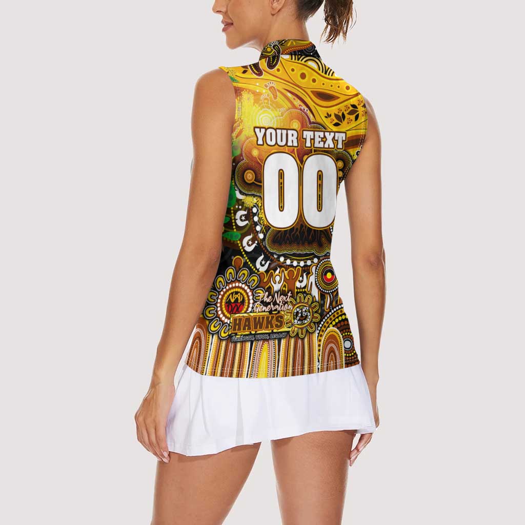 Personalised NAIDOC Week 2025 Hawks Football Women Sleeveless Polo Shirt Aboriginal Dot Painting