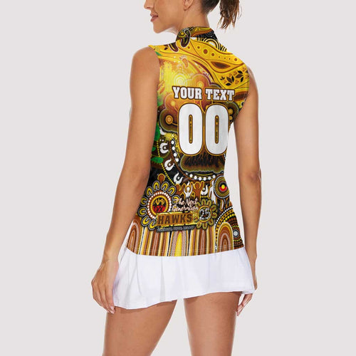 Personalised NAIDOC Week 2025 Hawks Football Women Sleeveless Polo Shirt Aboriginal Dot Painting
