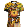 Personalised NAIDOC Week 2025 Hawks Football Women V-Neck T-Shirt Aboriginal Dot Painting