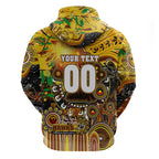 Personalised NAIDOC Week 2025 Hawks Football Zip Hoodie Aboriginal Dot Painting