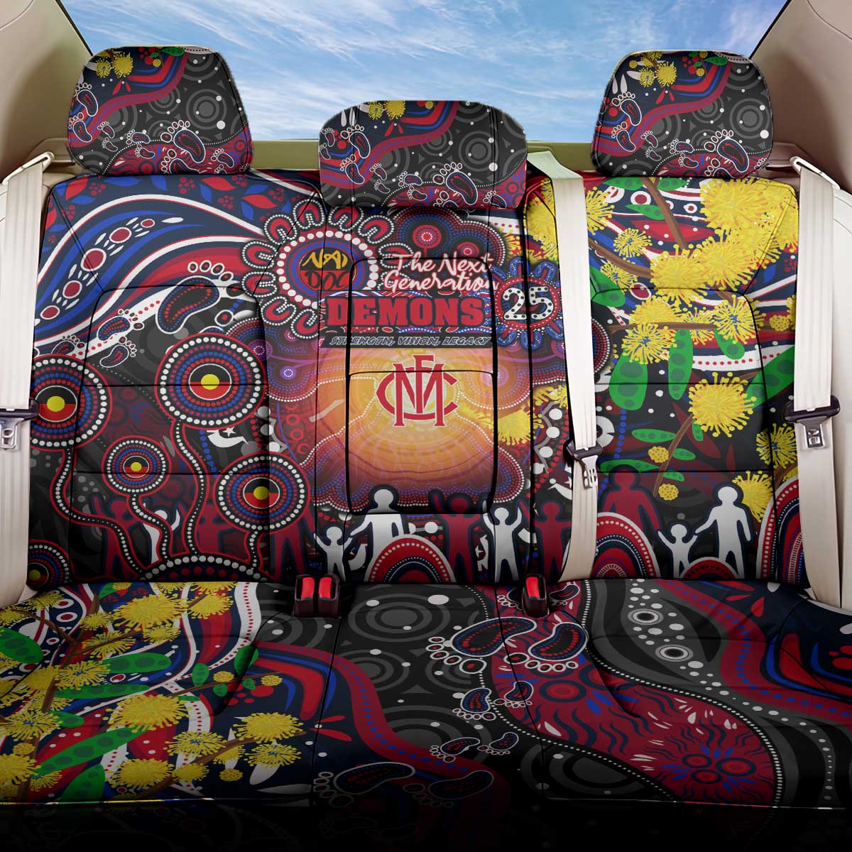 NAIDOC Week 2025 Demons Football Back Car Seat Cover Aboriginal Dot Painting