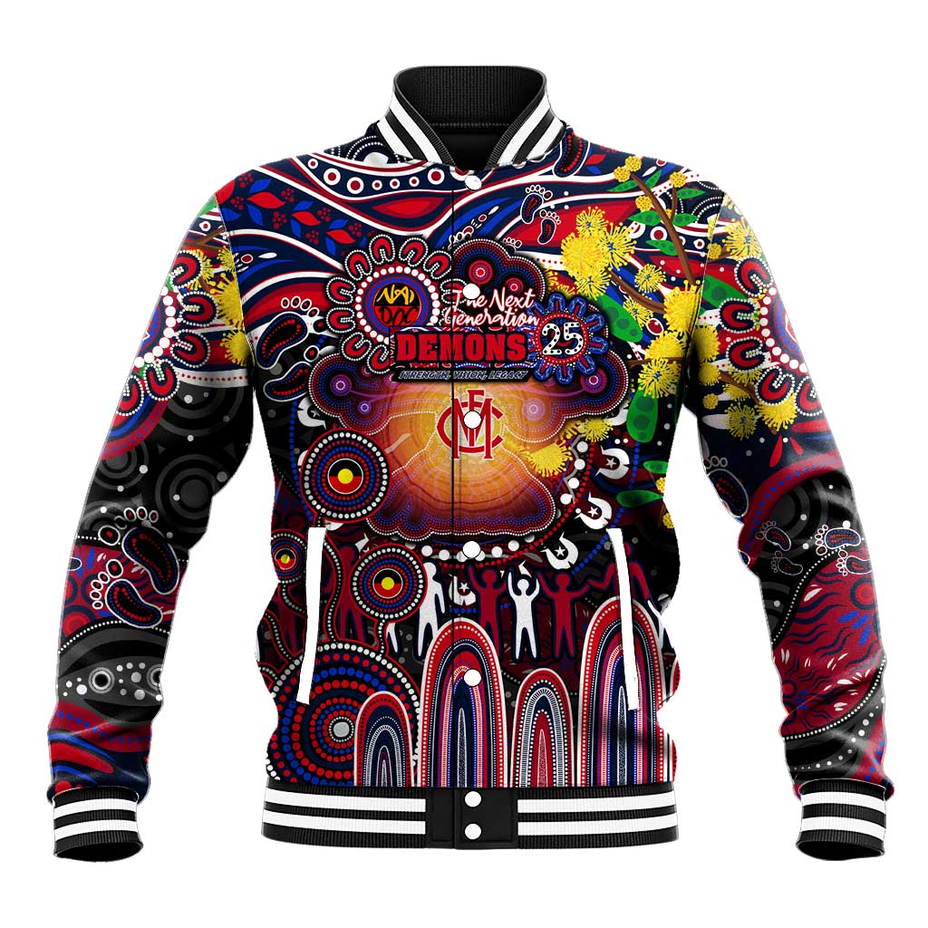 Personalised NAIDOC Week 2025 Demons Football Baseball Jacket Aboriginal Dot Painting