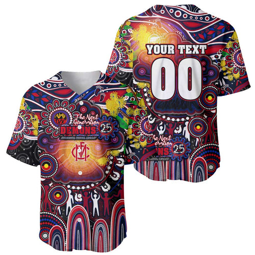 Personalised NAIDOC Week 2025 Demons Football Baseball Jersey Aboriginal Dot Painting