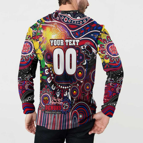 Personalised NAIDOC Week 2025 Demons Football Button Sweatshirt Aboriginal Dot Painting