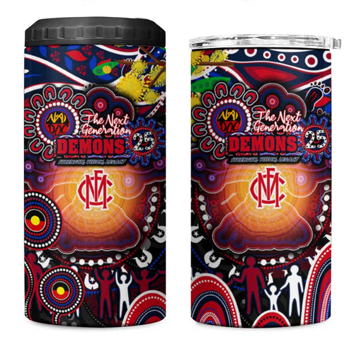 NAIDOC Week 2025 Demons Football 4 in 1 Can Cooler Tumbler Aboriginal Dot Painting