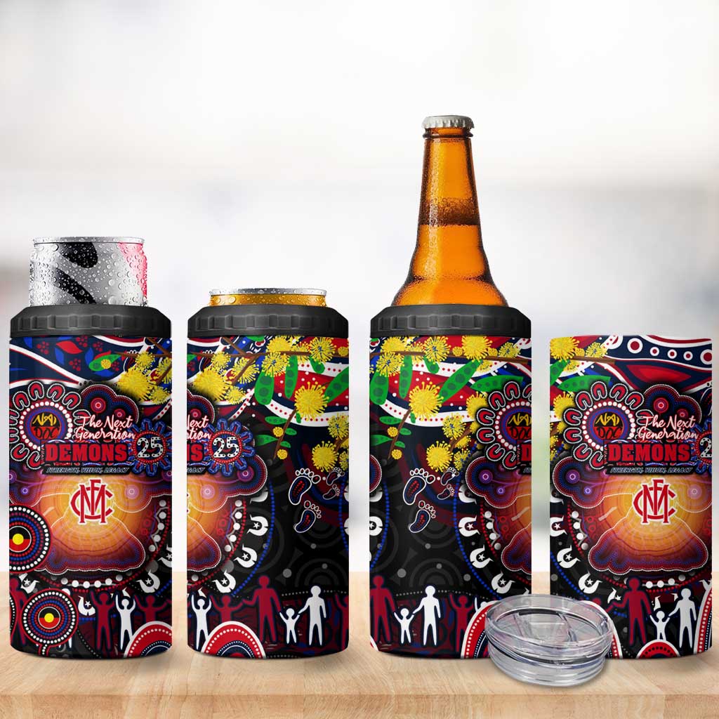 NAIDOC Week 2025 Demons Football 4 in 1 Can Cooler Tumbler Aboriginal Dot Painting