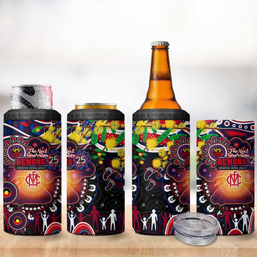NAIDOC Week 2025 Demons Football 4 in 1 Can Cooler Tumbler Aboriginal Dot Painting