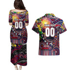 Personalised NAIDOC Week 2025 Demons Football Couples Matching Puletasi and Hawaiian Shirt Aboriginal Dot Painting
