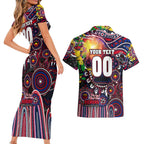 Personalised NAIDOC Week 2025 Demons Football Couples Matching Short Sleeve Bodycon Dress and Hawaiian Shirt Aboriginal Dot Painting