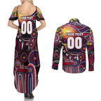 Personalised NAIDOC Week 2025 Demons Football Couples Matching Summer Maxi Dress and Long Sleeve Button Shirt Aboriginal Dot Painting