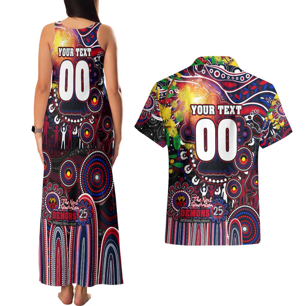 Personalised NAIDOC Week 2025 Demons Football Couples Matching Tank Maxi Dress and Hawaiian Shirt Aboriginal Dot Painting