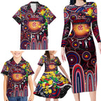 Personalised NAIDOC Week 2025 Demons Football Family Matching Long Sleeve Bodycon Dress and Hawaiian Shirt Aboriginal Dot Painting