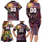 Personalised NAIDOC Week 2025 Demons Football Family Matching Long Sleeve Bodycon Dress and Hawaiian Shirt Aboriginal Dot Painting