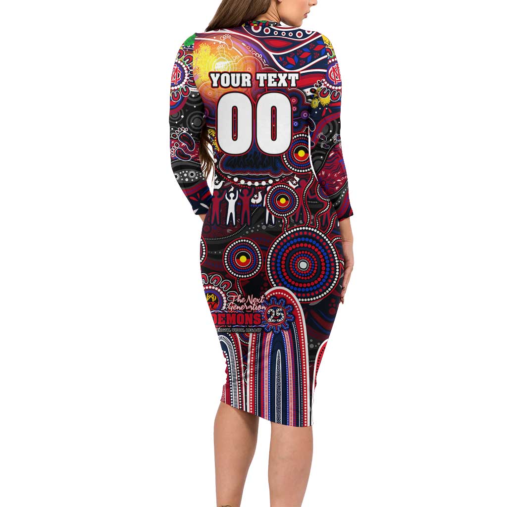 Personalised NAIDOC Week 2025 Demons Football Family Matching Long Sleeve Bodycon Dress and Hawaiian Shirt Aboriginal Dot Painting