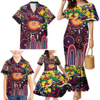 Personalised NAIDOC Week 2025 Demons Football Family Matching Mermaid Dress and Hawaiian Shirt Aboriginal Dot Painting