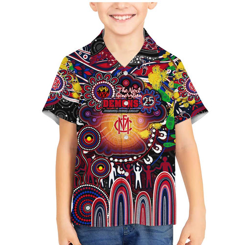 Personalised NAIDOC Week 2025 Demons Football Family Matching Mermaid Dress and Hawaiian Shirt Aboriginal Dot Painting