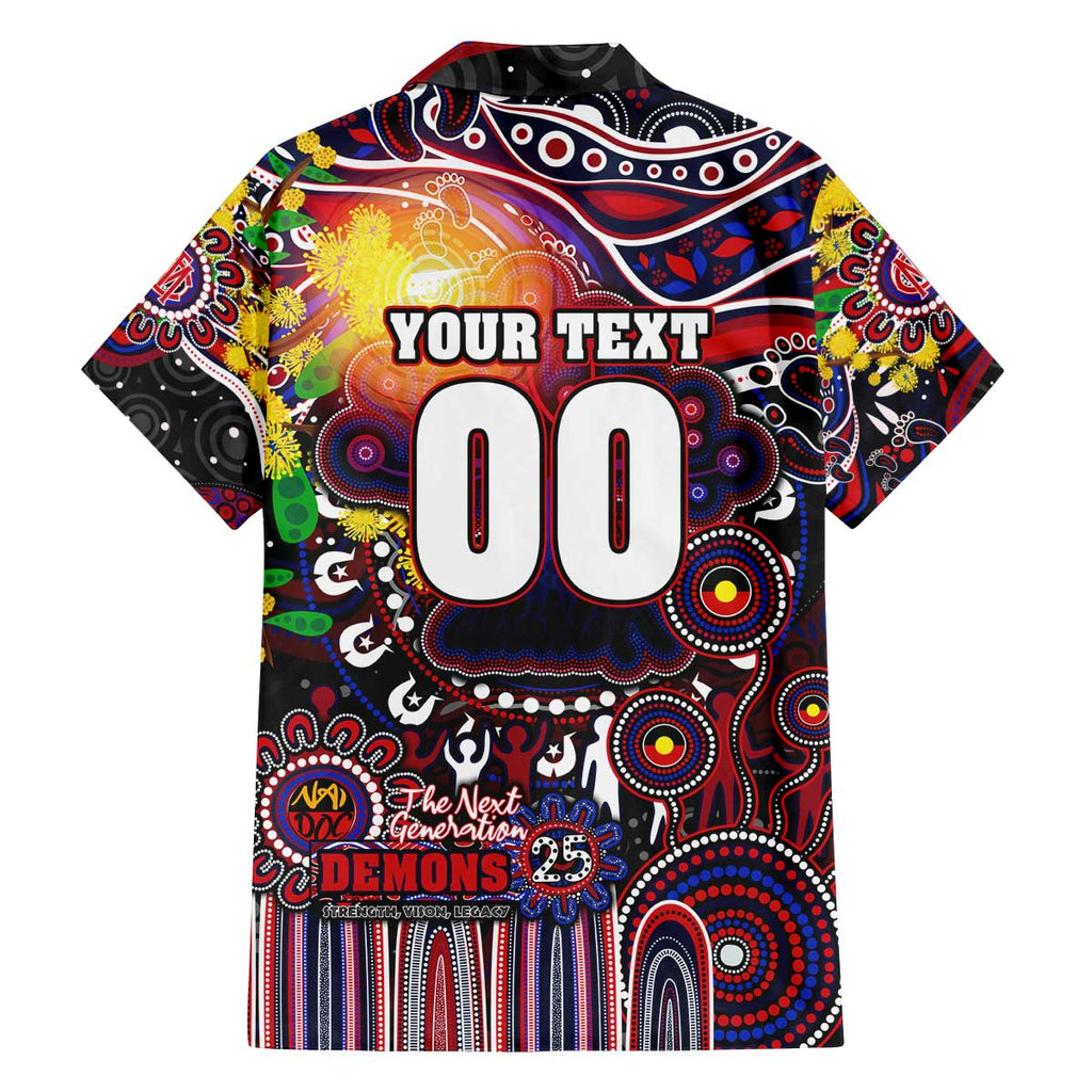 Personalised NAIDOC Week 2025 Demons Football Family Matching Off The Shoulder Long Sleeve Dress and Hawaiian Shirt Aboriginal Dot Painting