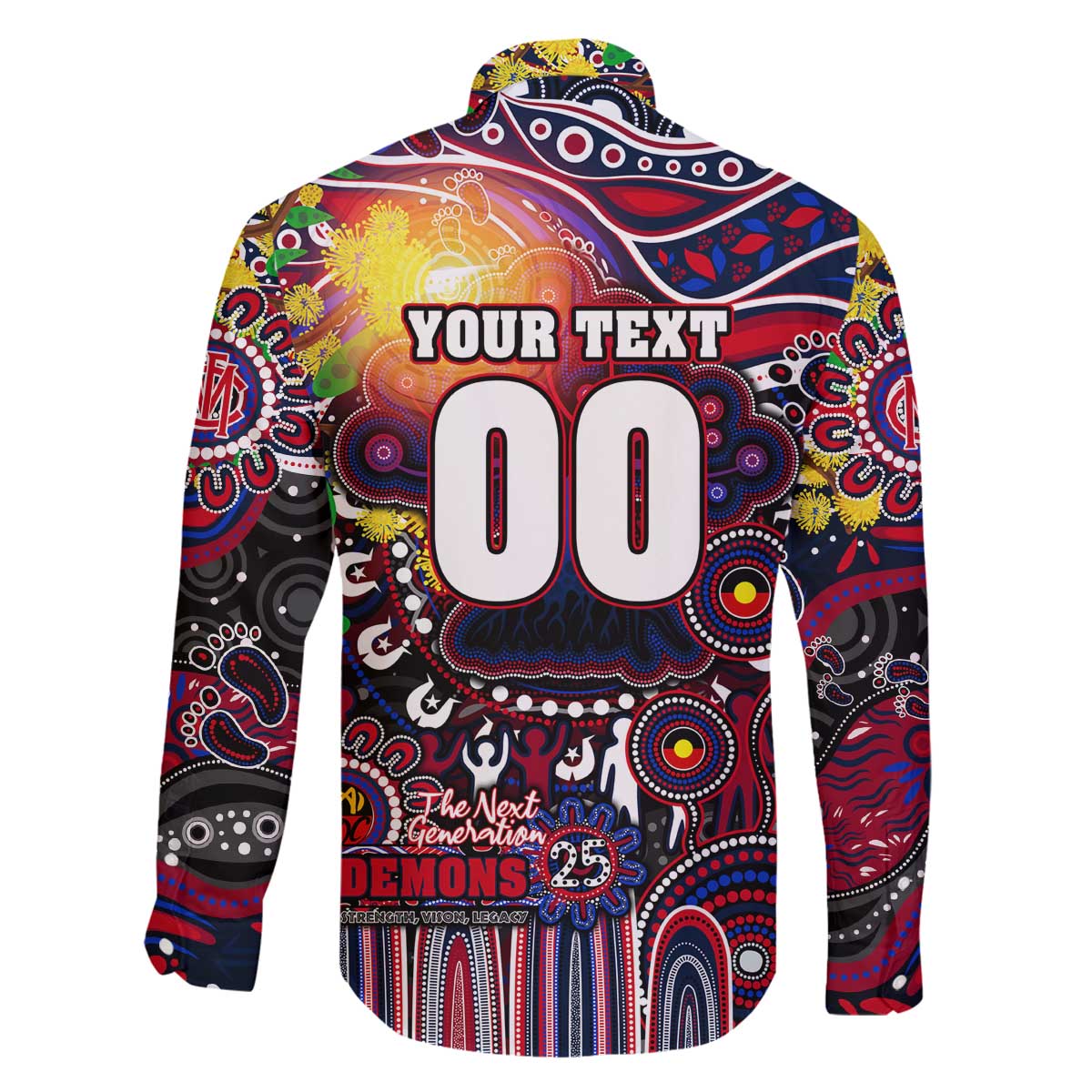Personalised NAIDOC Week 2025 Demons Football Family Matching Off The Shoulder Long Sleeve Dress and Hawaiian Shirt Aboriginal Dot Painting