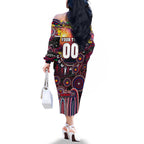 Personalised NAIDOC Week 2025 Demons Football Family Matching Off The Shoulder Long Sleeve Dress and Hawaiian Shirt Aboriginal Dot Painting