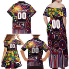 Personalised NAIDOC Week 2025 Demons Football Family Matching Off Shoulder Maxi Dress and Hawaiian Shirt Aboriginal Dot Painting