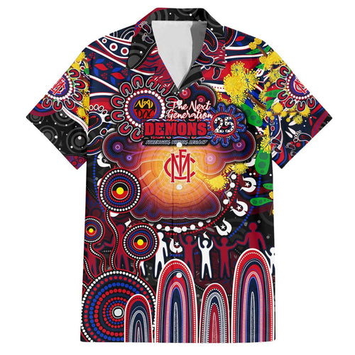 Personalised NAIDOC Week 2025 Demons Football Family Matching Off Shoulder Maxi Dress and Hawaiian Shirt Aboriginal Dot Painting