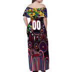 Personalised NAIDOC Week 2025 Demons Football Family Matching Off Shoulder Maxi Dress and Hawaiian Shirt Aboriginal Dot Painting