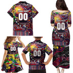 Personalised NAIDOC Week 2025 Demons Football Family Matching Puletasi and Hawaiian Shirt Aboriginal Dot Painting