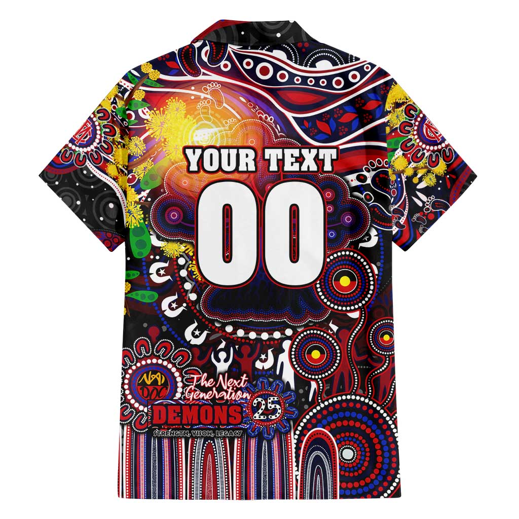 Personalised NAIDOC Week 2025 Demons Football Family Matching Puletasi and Hawaiian Shirt Aboriginal Dot Painting