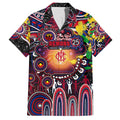 Personalised NAIDOC Week 2025 Demons Football Family Matching Short Sleeve Bodycon Dress and Hawaiian Shirt Aboriginal Dot Painting