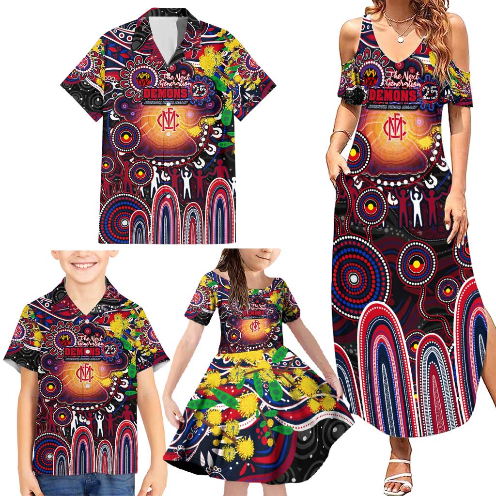 Personalised NAIDOC Week 2025 Demons Football Family Matching Summer Maxi Dress and Hawaiian Shirt Aboriginal Dot Painting