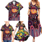 Personalised NAIDOC Week 2025 Demons Football Family Matching Summer Maxi Dress and Hawaiian Shirt Aboriginal Dot Painting