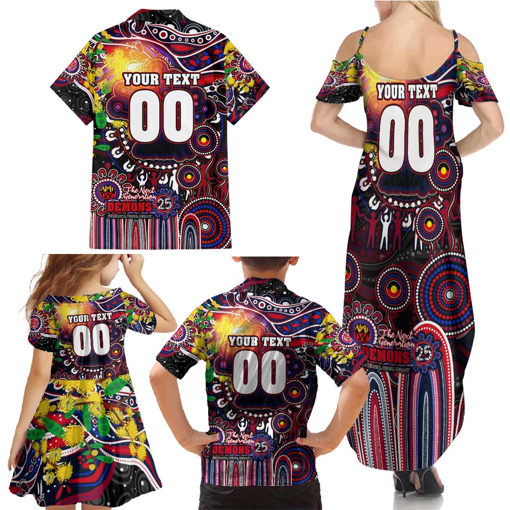 Personalised NAIDOC Week 2025 Demons Football Family Matching Summer Maxi Dress and Hawaiian Shirt Aboriginal Dot Painting